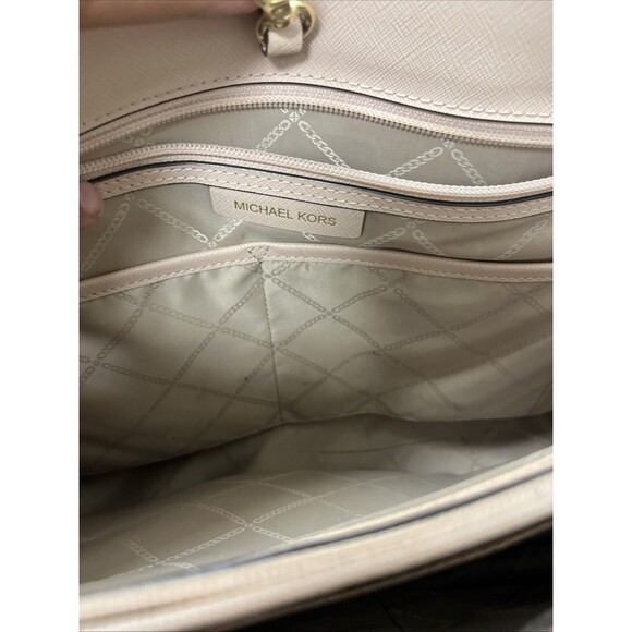 Michael Kors Women Jet Set Travel Tote Pink Saffiano Leather Shoulder Bag Purse - Picture 10 of 12